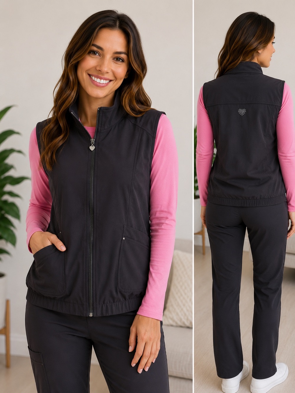 HeartSoul Women’s Small Zip Front Stretch Utility Vest EUC